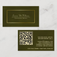 Elégant Olive Green & Gold Professional QR Code