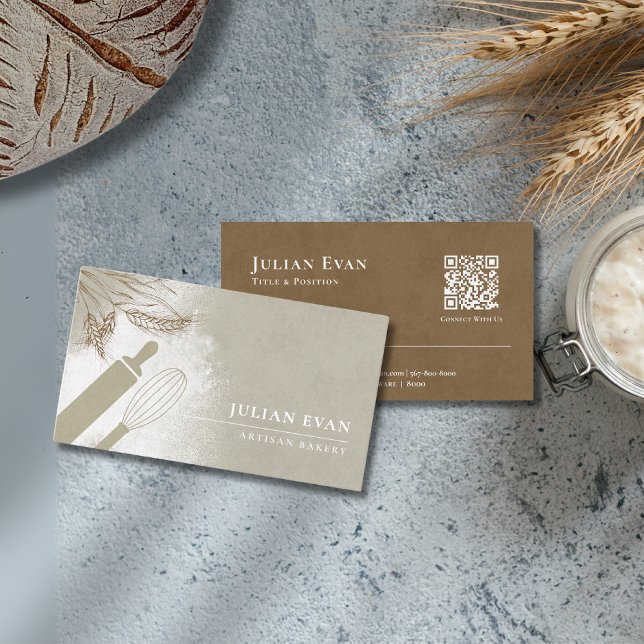 Carte De Visite Élégant Olive Green Pâtisserie Chef Artisan Boulan (Elegant Olive Green Pastry Chef Artisan Bakery Business Card)