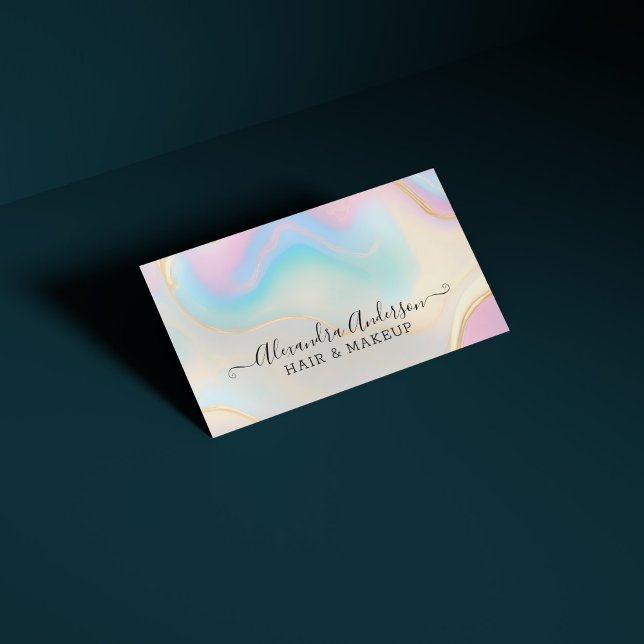 Carte De Visite Elégant Opal Gold Détails Arc-en-ciel (Elegant Opal Gold Details Rainbow Business Card)