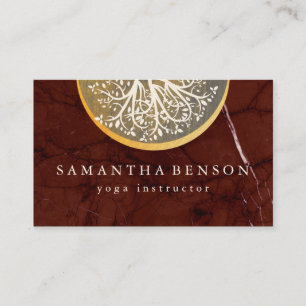 Carte De Visite Elégant or Aquarelle Arbre Yoga et méditation B
