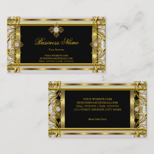 Carte De Visite Elégant or blanc noir