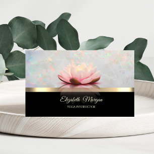 Carte De Visite Élégant Or, Fleur de Lotus Holographique Opale