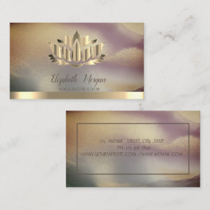 Carte De Visite Elégant or Lotus Gold Stripe Yoga Ombre