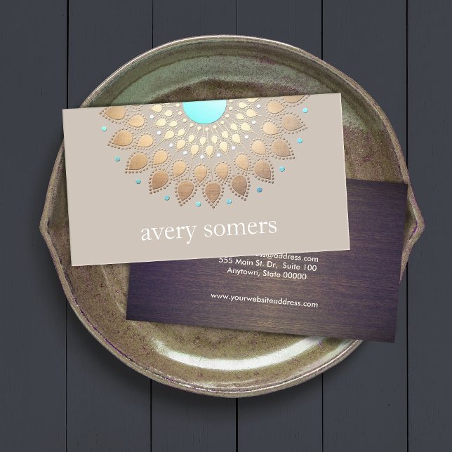 Carte De Visite Élégant or Ornate Lotus Mandala Santé naturelle (Créateur téléchargé)