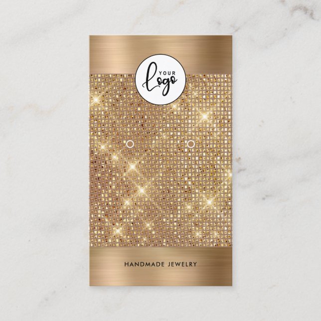 Carte De Visite Élégant or Shimmer Boucles d'oreilles Display Card (Devant)
