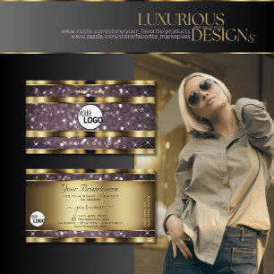 Carte De Visite Élégant or violet Parties scintillant étincelan