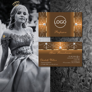 Carte De Visite Élégant orange et bijoux en peluche Brown ajouter 