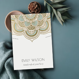 Carte De Visite Élégant Ornate Gold Turquoise Mandala Collier Af