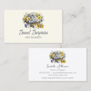Carte De Visite Élégant panier cadeau en argent jaune or