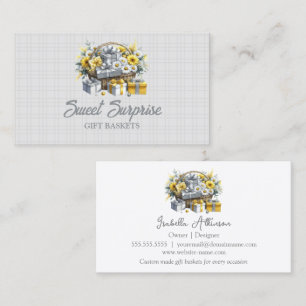 Carte De Visite Élégant panier cadeau en argent jaune or