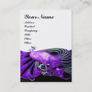 Carte De Visite ÉLÉGANT PAON NOIR VIOLET Perle Blanche