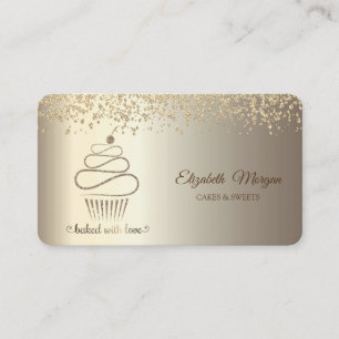Carte De Visite Elégant Parties scintillant Chic Gold Cupcake, Suc