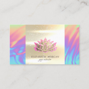 Carte De Visite Élégant Parties scintillant Lotus Holographic Yoga