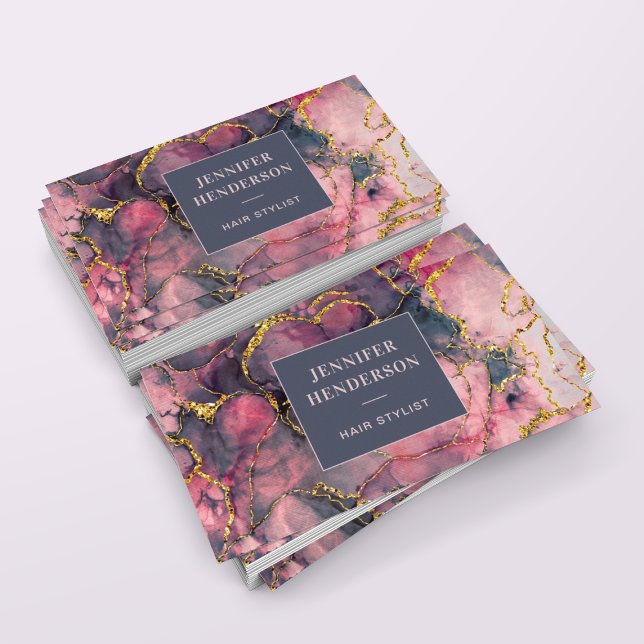 Carte De Visite Élégant Parties scintillant marbre rose Rose Or pr (Créateur téléchargé)