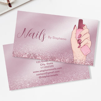 Carte De Visite Elégant Parties scintillant rose ongle Artiste Man