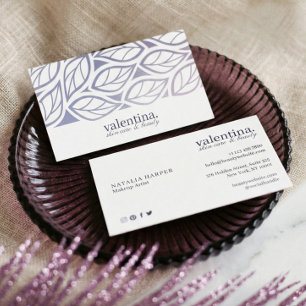 Carte De Visite Elégant Parties scintillant violet feuille Motif m