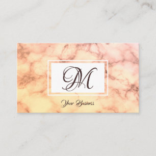 Carte De Visite Élégant Pastel Orange Marble Monogramme élégant