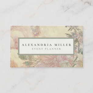 Carte De Visite Élégant Pastel Pink Floral Botanical Écran