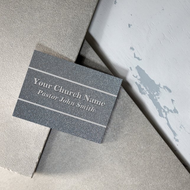 Carte De Visite Élégant Pasteur de l'église de Parties scintillant (Elegant Silver Glitter Church Pastor Business Card)