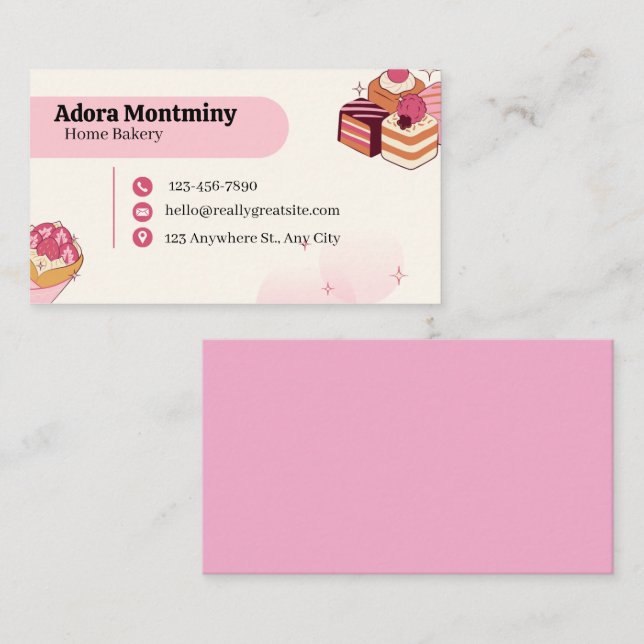 Carte De Visite Elegant Pastry Chef Business Card – Custom Contact (Devant / Derrière)