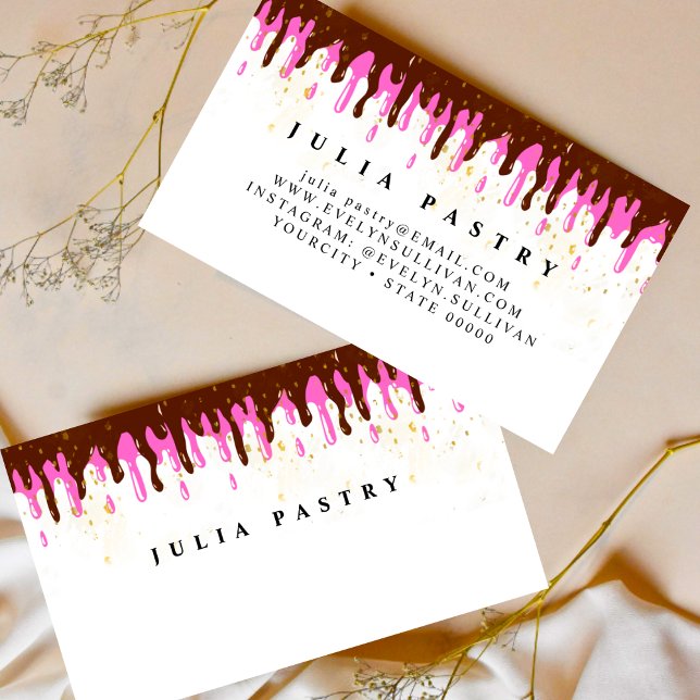 Carte De Visite élégant Patisserie crème chocolat Chef brun (Créateur téléchargé)