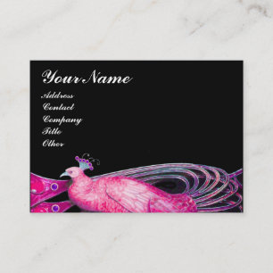 CARTE DE VISITE ELÉGANT PEACOCK EN FUCHSIE ROSE, NOIR