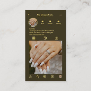 Carte De Visite Élégant peintre ongle vert foncé Instagram QR Code