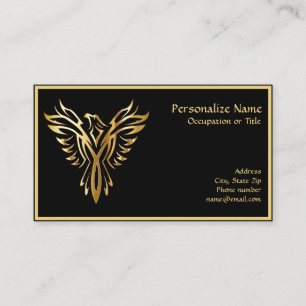 Carte de visite élégant Phoenix Rising Black & G