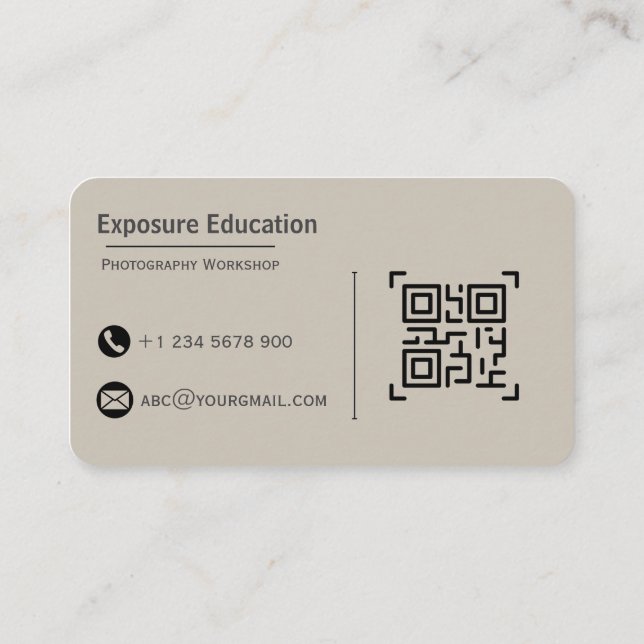 Carte De Visite Elegant Photography Workshop Brown Business Card (Dos)
