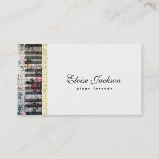 Carte De Visite élégant piano floral leçons design