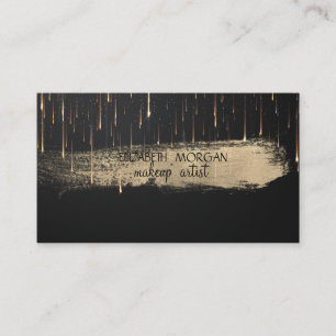 Carte De Visite Élégant pinceau doré feuille d'or coulées noires