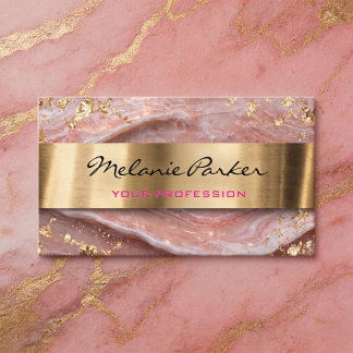 Carte De Visite Elegant pink agate marble metallic 