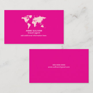 Carte De Visite Elegant Pink World Map Travel Agent