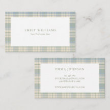 Élégant Plaid Bleu Vert Minimaliste