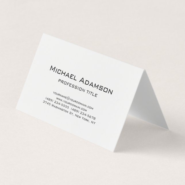 Carte De Visite Élégant Plain Simple Noir Blanc Minimaliste (Devant)