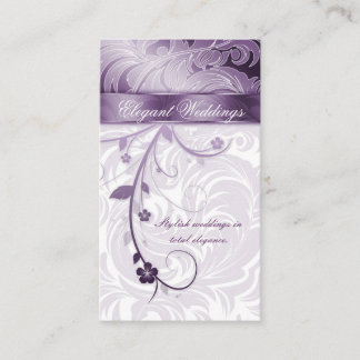 Carte De Visite Élégant planificateur de mariage Floral Leaf Purpl