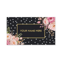 Élégant Polka Blanc avec Cadre Doré & Roses