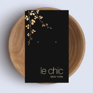 Carte De Visite Élégant Porte-oreille Noir Branche Or