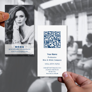 Carte De Visite Élégant portrait bleu et blanc