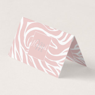 Carte De Visite Élégant Poster de animal blanc rose pâle Zèbre