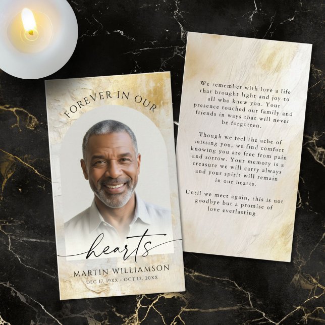 Carte De Visite Elégant Pour Toujours Dans Les Coeurs Photo Gold P (Créateur téléchargé)