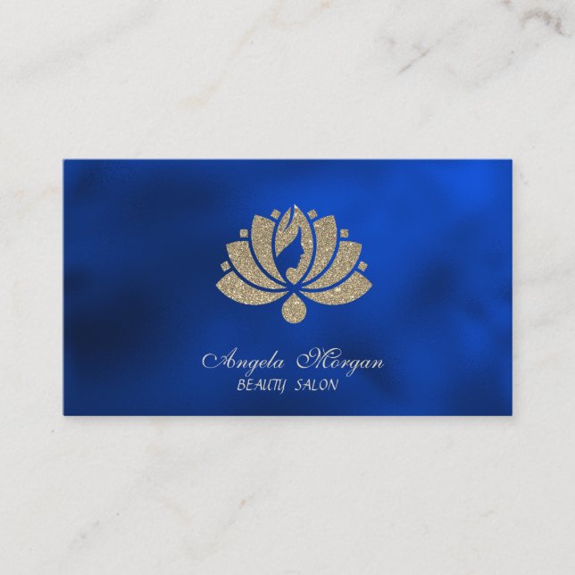 Carte De Visite Elegant Professional Glitter Lotus Royal Blue (Devant)