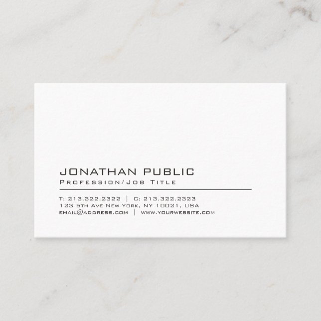 Carte De Visite Elegant Professional Modern Minimalist Template (Devant)