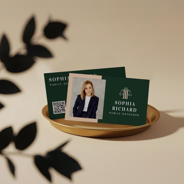 Carte De Visite Élégant professionnel de la justice Échelle juridi (Professional Elegant Justice Scale Law Firm Photo Business Card)