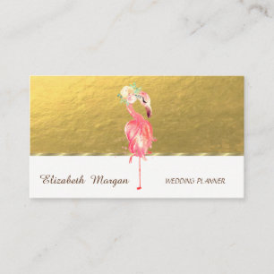 Carte De Visite Élégant professionnel, Fleur de flamingo rose or