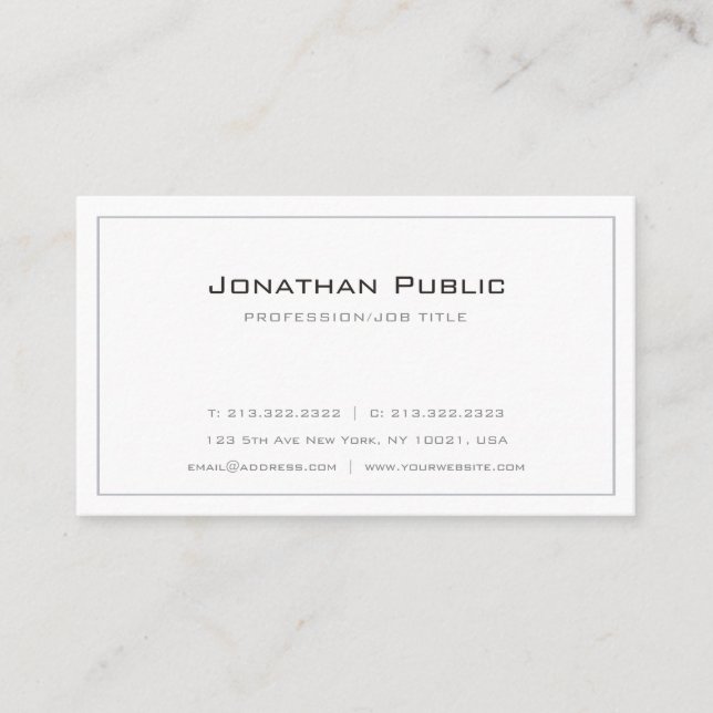 Carte De Visite Élégant professionnel gris blanc clair (Devant)