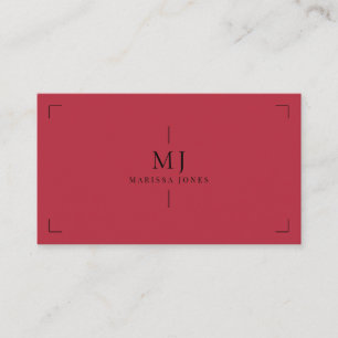 Carte De Visite Élégant professionnel minimaliste Monogramme rouge