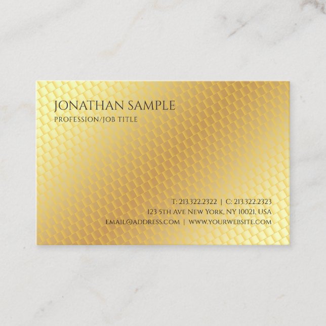 Carte De Visite Élégant professionnel Modèle Gold Look moderne (Devant)