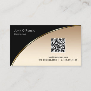 Carte De Visite Élégant professionnel moderne Black Gold QR
