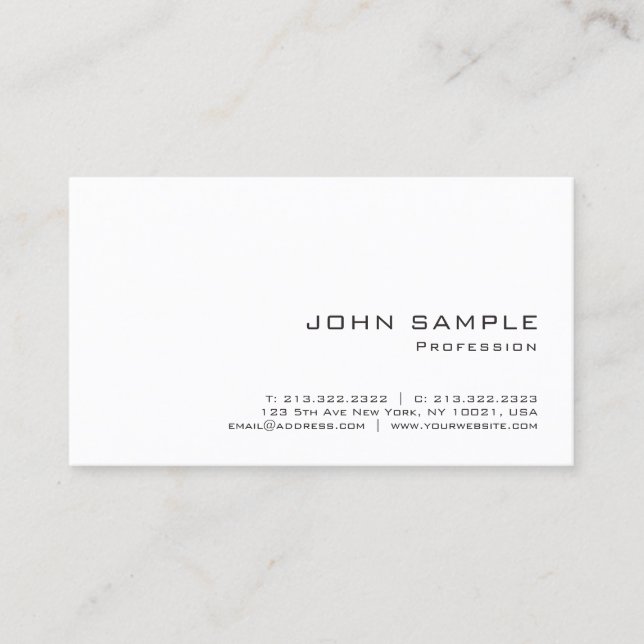 Carte De Visite Élégant Professionnel Moderne Simple Modèle Blanc (Devant)